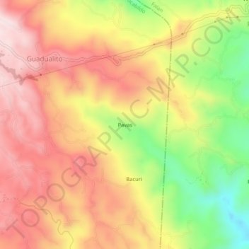 Mappa topografica Pavas, altitudine, rilievo