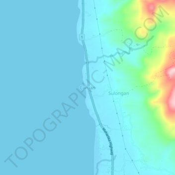 Mappa topografica Caruan, altitudine, rilievo