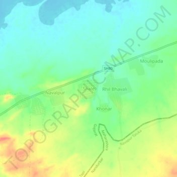 Mappa topografica Shale, altitudine, rilievo