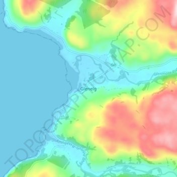 Mappa topografica Glenelg, altitudine, rilievo