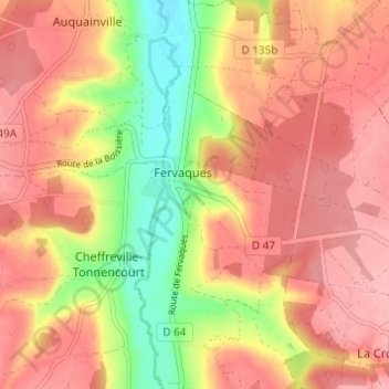 Mappa topografica Cour des Sourciers, altitudine, rilievo