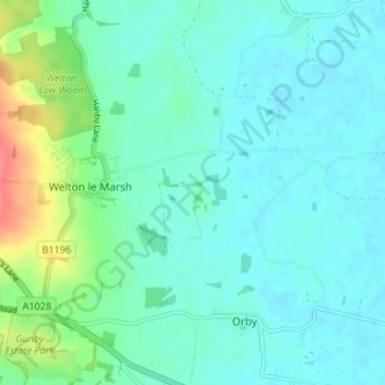 Mappa topografica Boothby, altitudine, rilievo