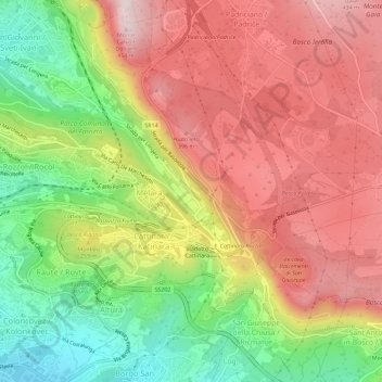 Mappa topografica Longera, altitudine, rilievo