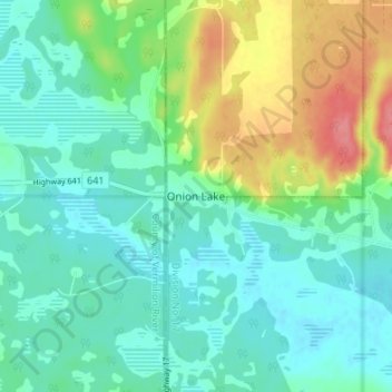 Mappa topografica Onion Lake, altitudine, rilievo