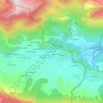Mappa topografica Les Mourards, altitudine, rilievo