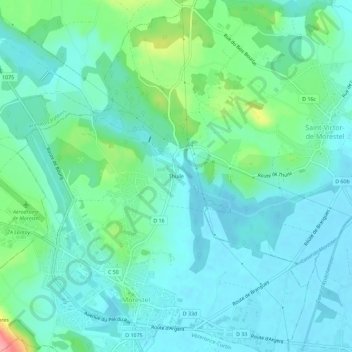 Mappa topografica Thuile, altitudine, rilievo