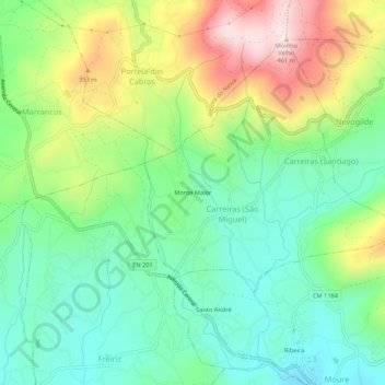 Mappa topografica Monte Maior, altitudine, rilievo