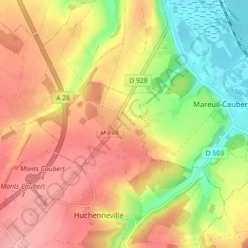 Mappa topografica Villers sur Mareuil, altitudine, rilievo
