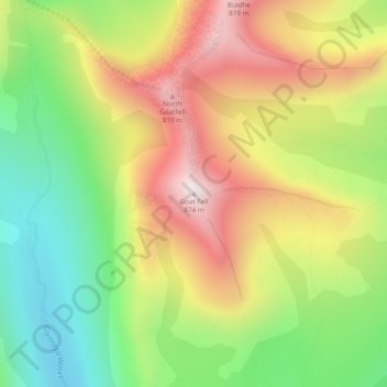 Mappa topografica Goat Fell, altitudine, rilievo