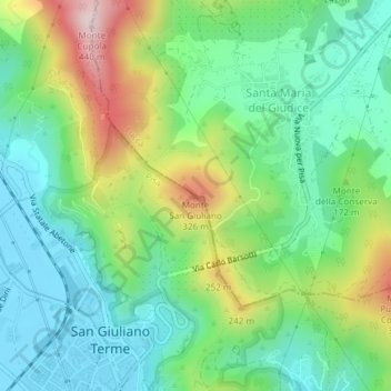 Mappa topografica Monte San Giuliano, altitudine, rilievo