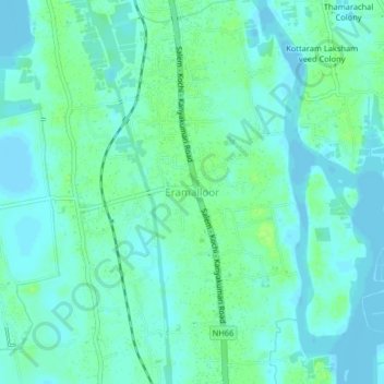 Mappa topografica Eramalloor, altitudine, rilievo