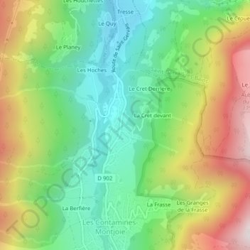 Mappa topografica Le Champelet Derrière, altitudine, rilievo