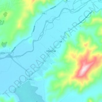 Mappa topografica Villa Prat, altitudine, rilievo