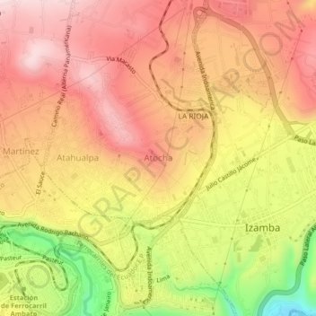Mappa topografica A, altitudine, rilievo