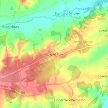 Mappa topografica Chapel Row, altitudine, rilievo