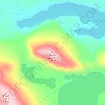 Mappa topografica Huron Mountain, altitudine, rilievo