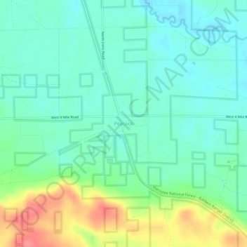 Mappa topografica Peacock, altitudine, rilievo