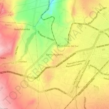 Mappa topografica Barrio Pugacho, altitudine, rilievo