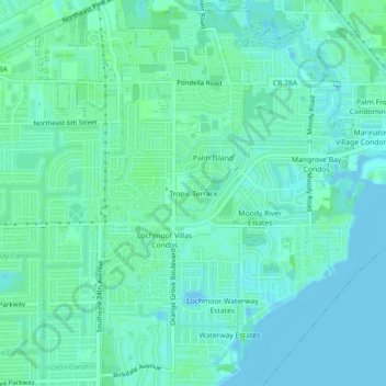 Mappa topografica Tropic Terrace, altitudine, rilievo