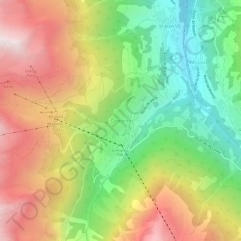 Mappa topografica Grimentz, altitudine, rilievo