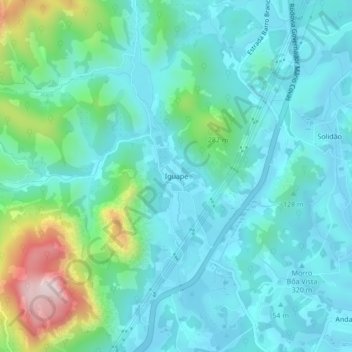 Mappa topografica Iguape, altitudine, rilievo