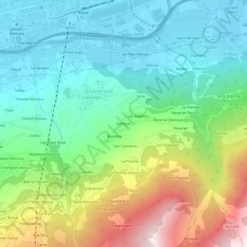 Mappa topografica Gerbore, altitudine, rilievo