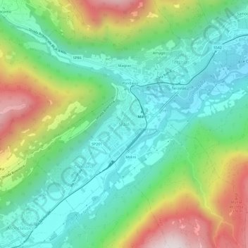 Mappa topografica Malé, altitudine, rilievo