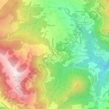 Mappa topografica Casasco d'Intelvi, altitudine, rilievo