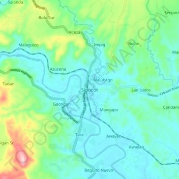 Mappa topografica Sipocot, altitudine, rilievo