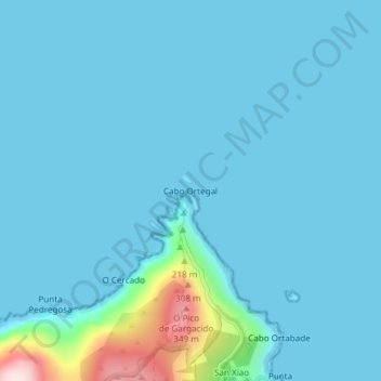 Mappa topografica Cabo Ortegal, altitudine, rilievo