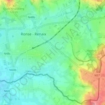 Mappa topografica Scheldekouter, altitudine, rilievo