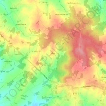 Mappa topografica L'Âge, altitudine, rilievo