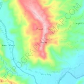 Mappa topografica Tagaytay, altitudine, rilievo