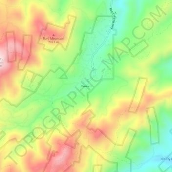 Mappa topografica Walker, altitudine, rilievo