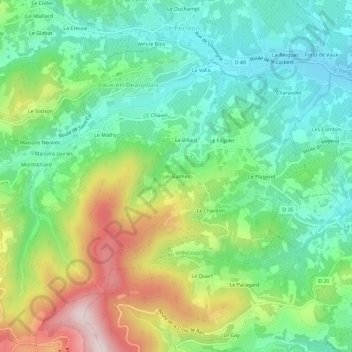 Mappa topografica Les Balmes, altitudine, rilievo