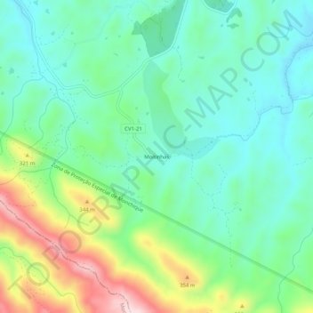 Mappa topografica Moitinhas, altitudine, rilievo