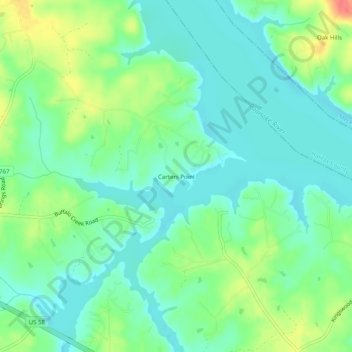 Mappa topografica Carters Point, altitudine, rilievo