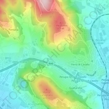 Mappa topografica Fontana, altitudine, rilievo