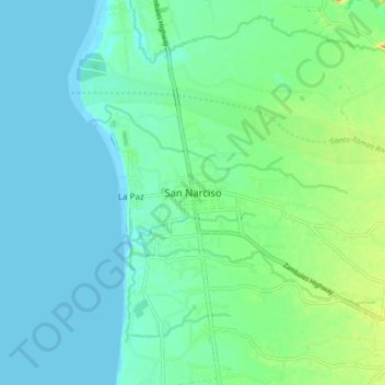 Mappa topografica San Narciso, altitudine, rilievo
