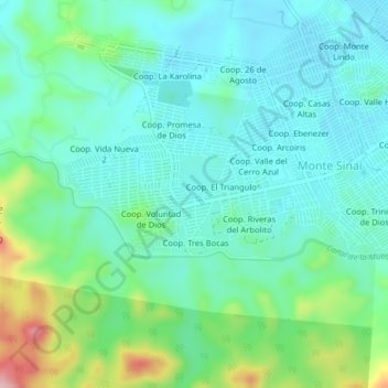 Mappa topografica Voluntad de Dios, altitudine, rilievo