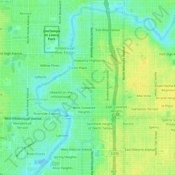 Mappa topografica Edwards, altitudine, rilievo