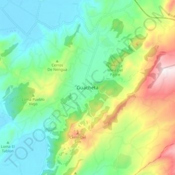 Mappa topografica Guachetá, altitudine, rilievo