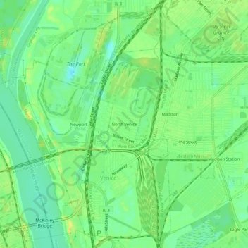Mappa topografica North Venice, altitudine, rilievo