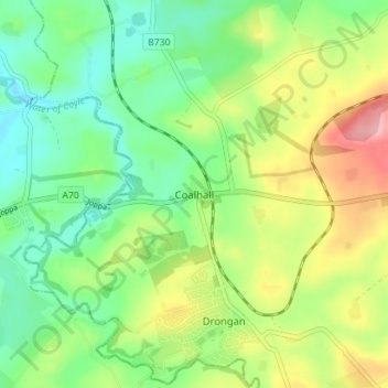 Mappa topografica Coalhall, altitudine, rilievo