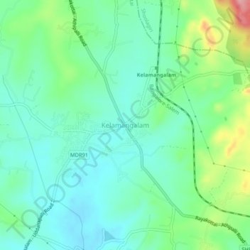 Mappa topografica Kelamangalam, altitudine, rilievo