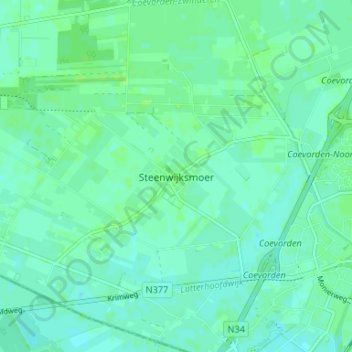 Mappa topografica Steenwijksmoer, altitudine, rilievo