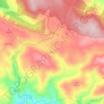 Mappa topografica Zoio, altitudine, rilievo