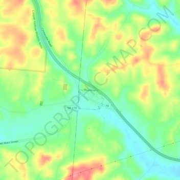 Mappa topografica Thurman, altitudine, rilievo