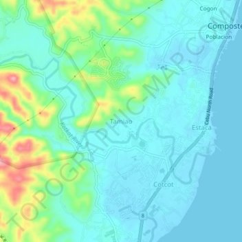 Mappa topografica Tamiao, altitudine, rilievo