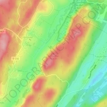 Mappa topografica Le Duchet, altitudine, rilievo